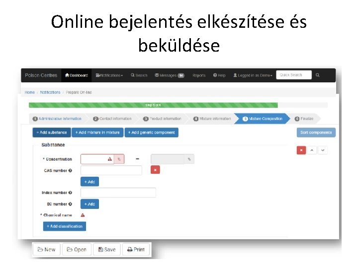 Online bejelentés elkészítése és beküldése 