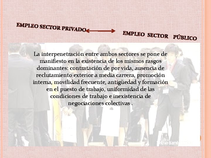 EMPLEO SECT OR PRIVADO EMPLEO SEC TOR PÚBLIC O La interpenetración entre ambos sectores