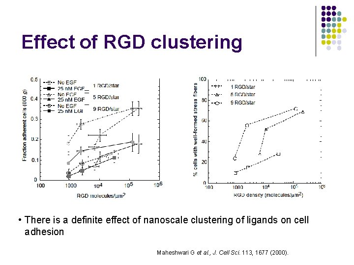 Effect of RGD clustering • There is a definite effect of nanoscale clustering of