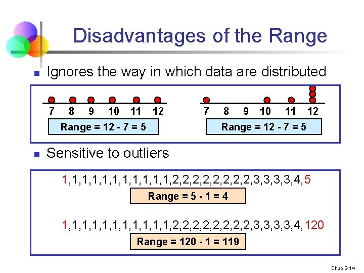 Disadvantages of the Range n Ignores the way in which data are distributed 7