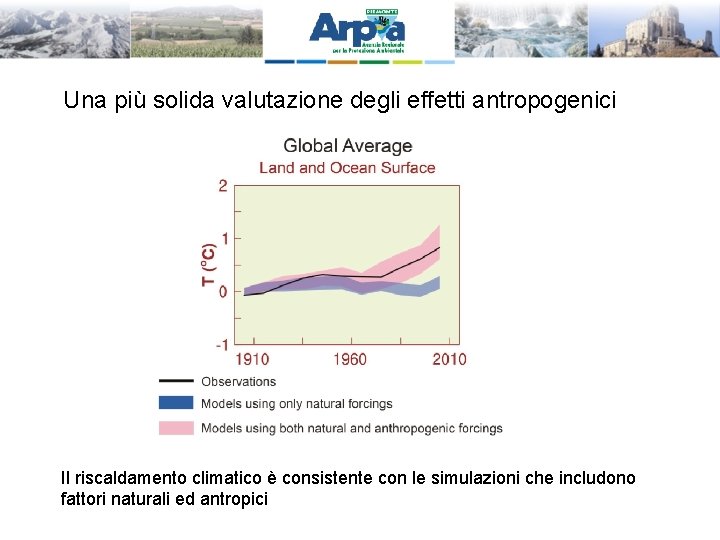 Una più solida valutazione degli effetti antropogenici Il riscaldamento climatico è consistente con le