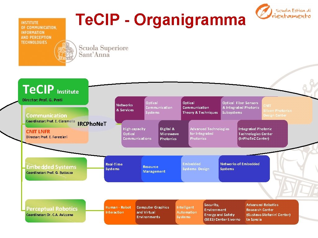 Te. CIP - Organigramma Te. CIP Institute Director: Prof. G. Prati Networks & Services