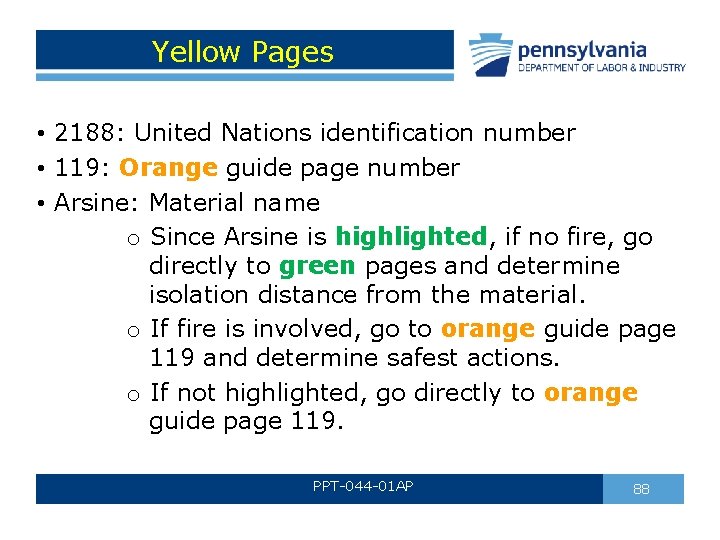 Yellow Pages • 2188: United Nations identification number • 119: Orange guide page number Yellow Pages • 2188: United Nations identification number • 119: Orange guide page number
