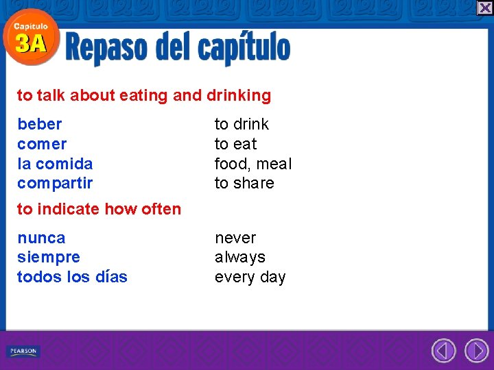 to talk about eating and drinking beber comer la comida compartir to drink to