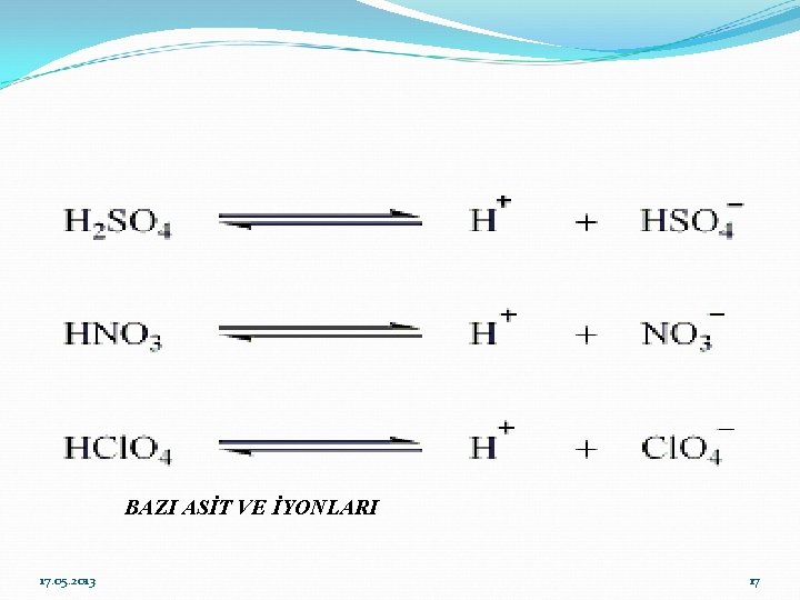 BAZI ASİT VE İYONLARI 17. 05. 2013 17 