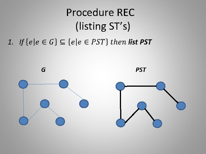 Procedure REC (listing ST’s) • G PST 