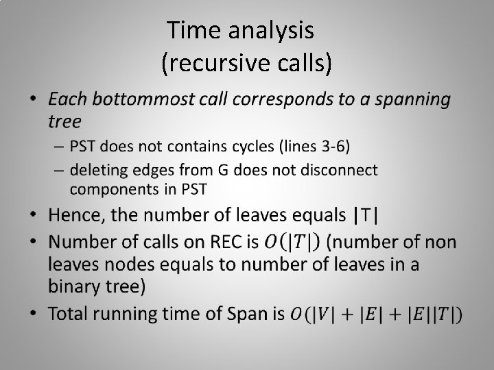 Time analysis (recursive calls) • 
