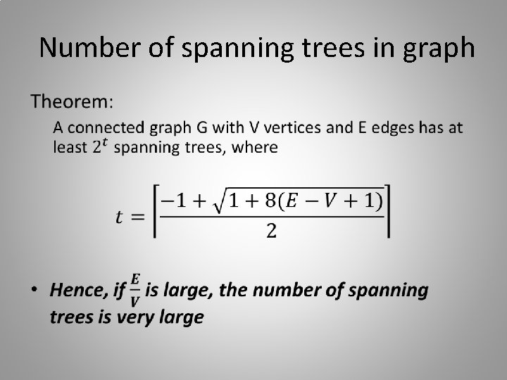  Number of spanning trees in graph • 