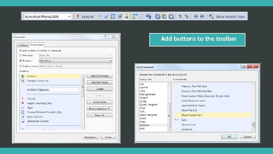  Add buttons to the toolbar 