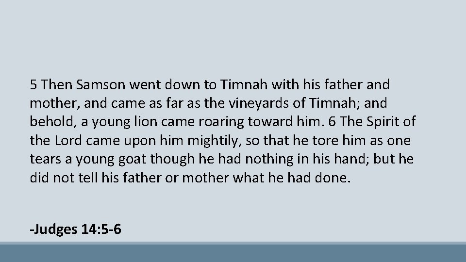 5 Then Samson went down to Timnah with his father and mother, and came