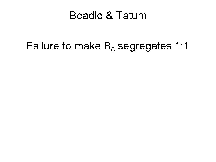 Beadle & Tatum Failure to make B 6 segregates 1: 1 