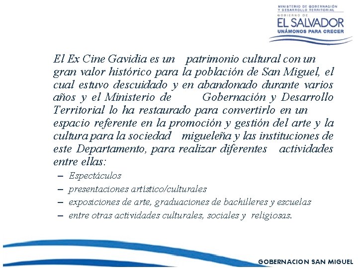 El Ex Cine Gavidia es un patrimonio cultural con un gran valor histórico para