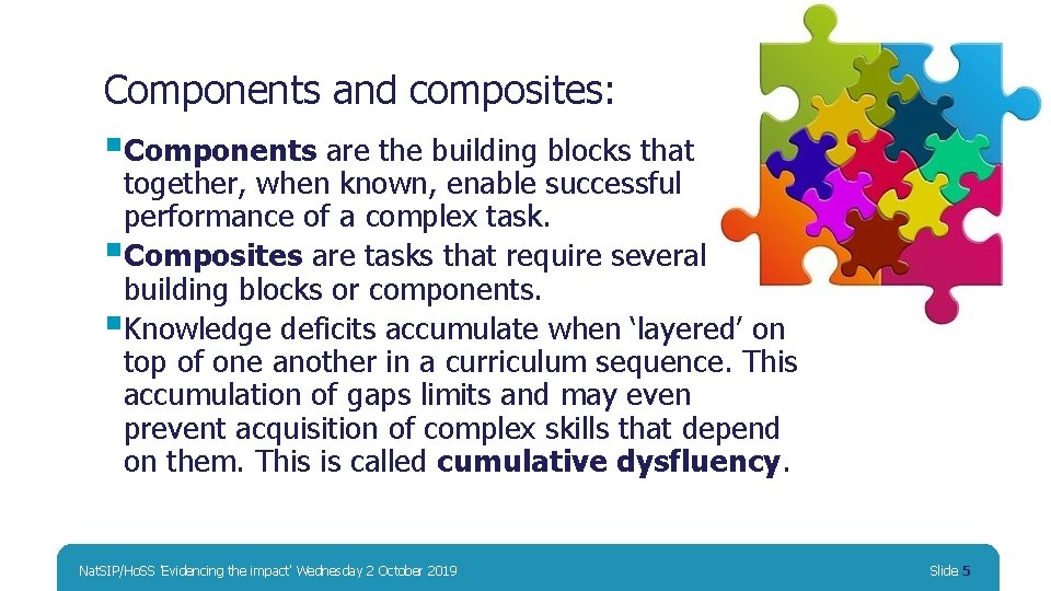 Components and composites: §Components are the building blocks that together, when known, enable successful
