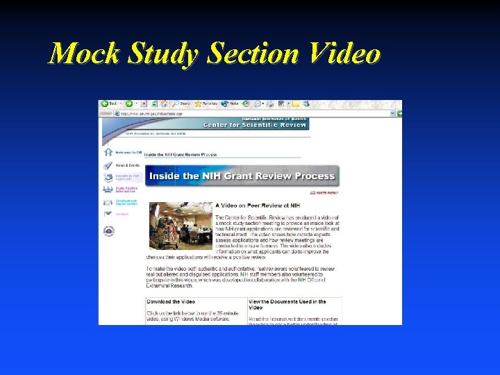Mock Study Section Video 
