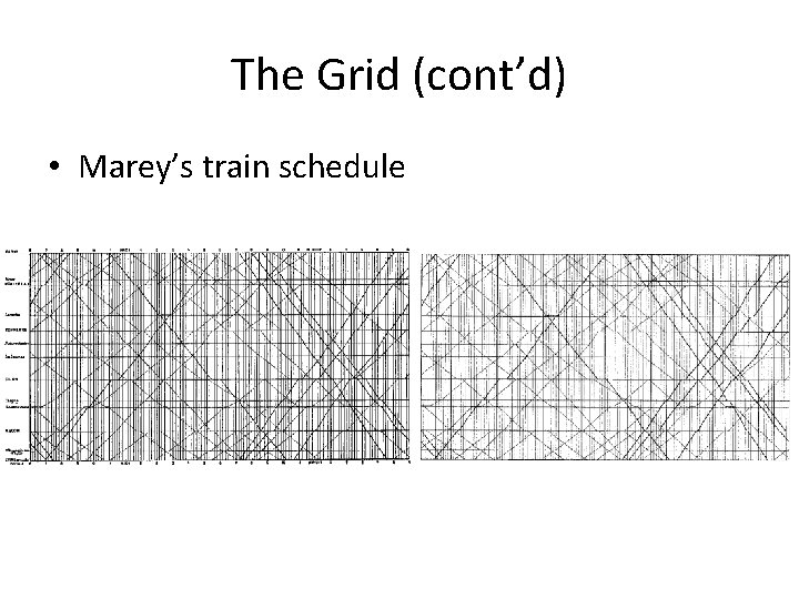 The Grid (cont’d) • Marey’s train schedule 