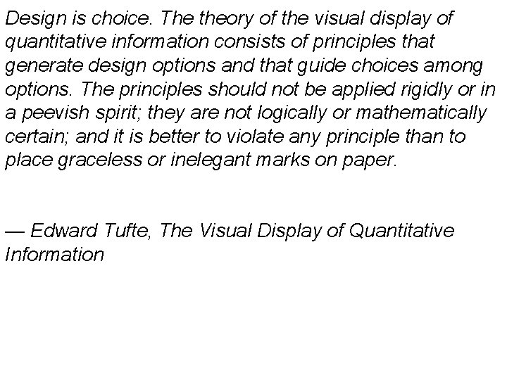 Design is choice. The theory of the visual display of quantitative information consists of