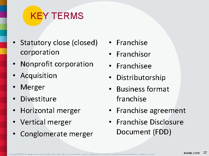 KEY TERMS • Statutory close (closed) corporation • Nonprofit corporation • Acquisition • Merger