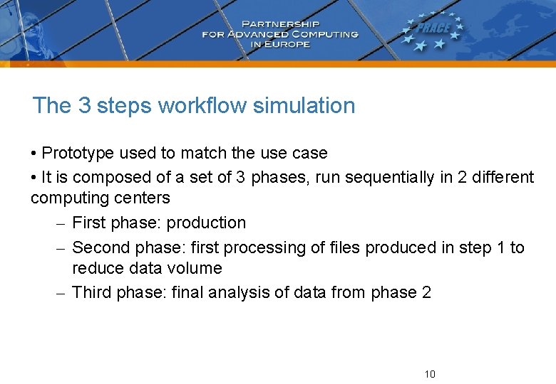 The 3 steps workflow simulation • Prototype used to match the use case •