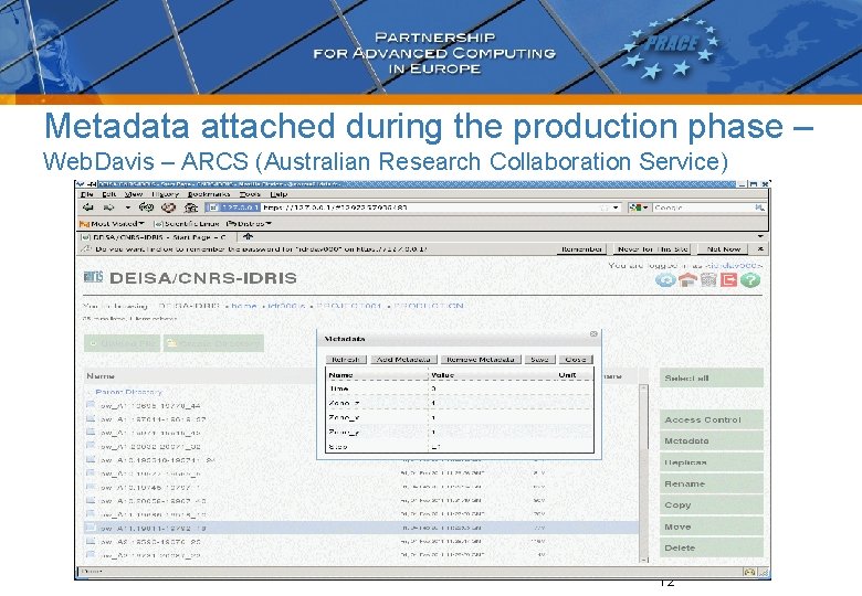 Metadata attached during the production phase – Web. Davis – ARCS (Australian Research Collaboration