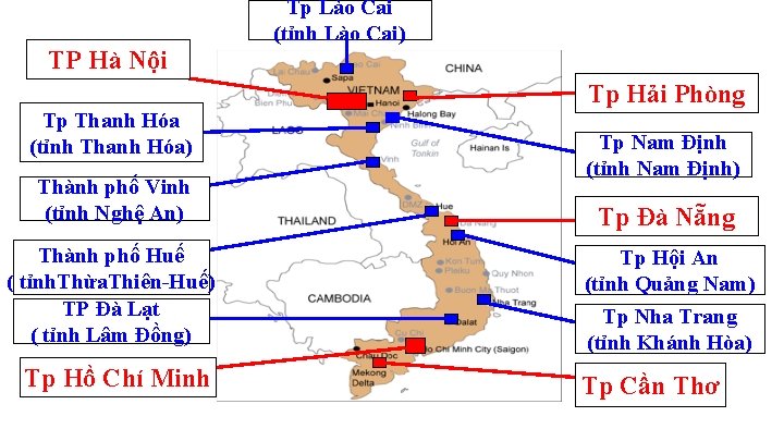 TP Hà Nội Tp Thanh Hóa (tỉnh Thanh Hóa) Thành phố Vinh (tỉnh Nghệ