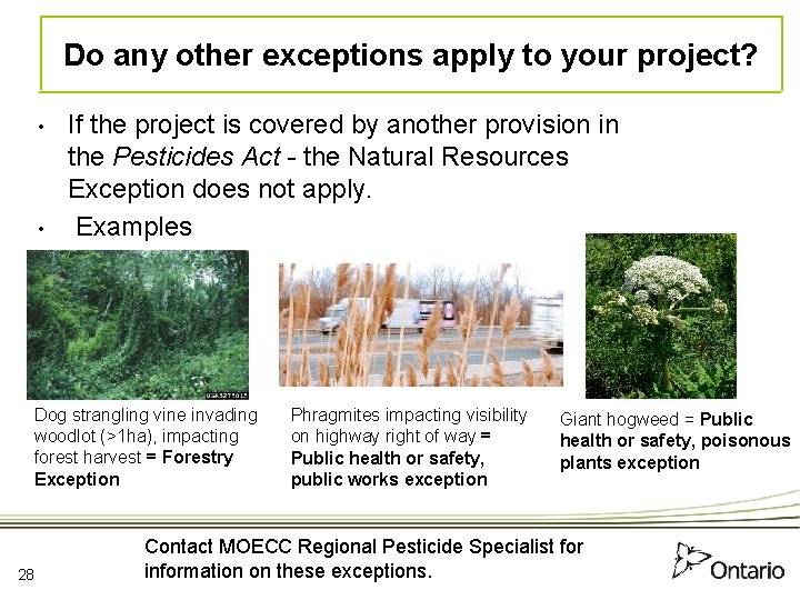 Do any other exceptions apply to your project? • • If the project is