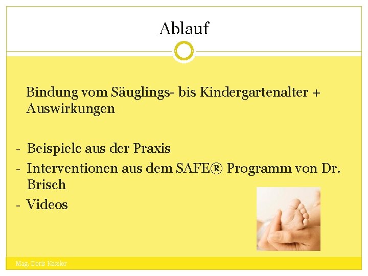 Ablauf Bindung vom Säuglings- bis Kindergartenalter + Auswirkungen - Beispiele aus der Praxis -