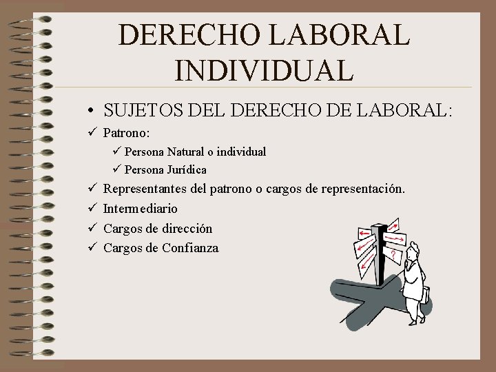 DERECHO LABORAL INDIVIDUAL • SUJETOS DEL DERECHO DE LABORAL: ü Patrono: ü Persona Natural DERECHO LABORAL INDIVIDUAL • SUJETOS DEL DERECHO DE LABORAL: ü Patrono: ü Persona Natural