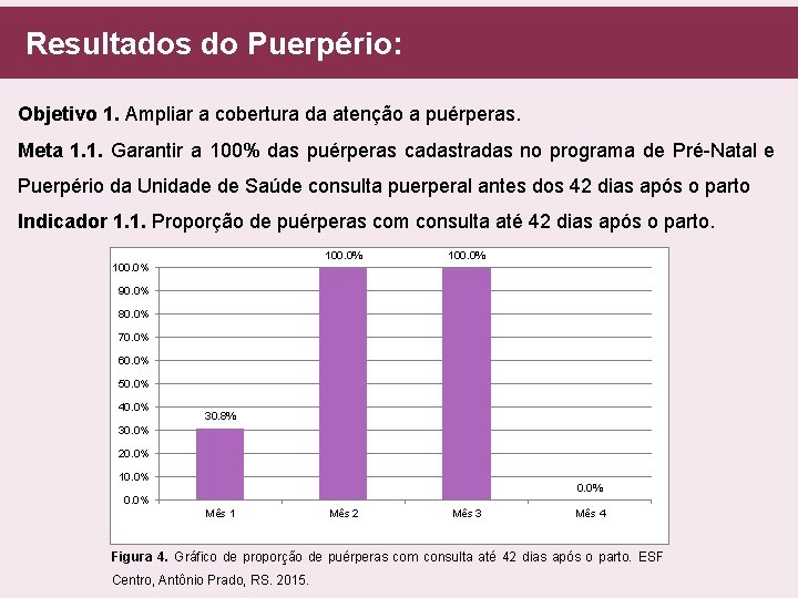  Resultados do Puerpério: Objetivo 1. Ampliar a cobertura da atenção a puérperas. Meta