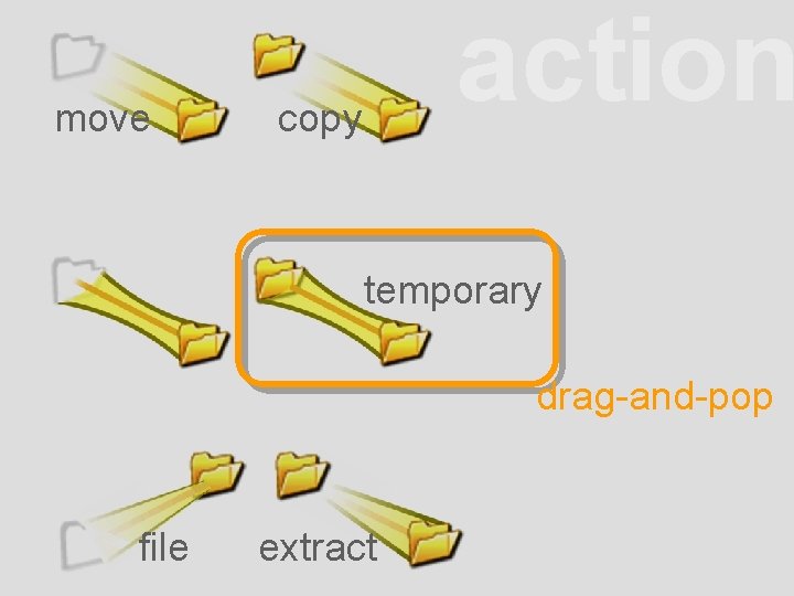 move action copy temporary drag-and-pop file extract 