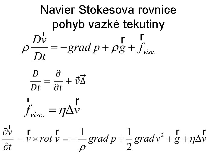 Navier Stokesova rovnice pohyb vazké tekutiny 