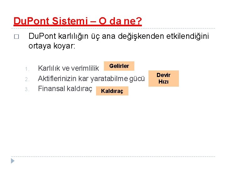 Du. Pont Sistemi – O da ne? � Du. Pont karlılığın üç ana değişkenden