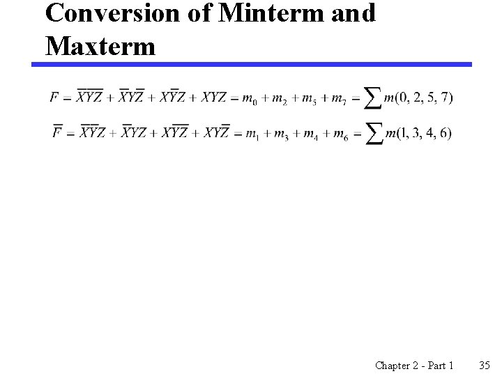 Conversion of Minterm and Maxterm Chapter 2 - Part 1 35 