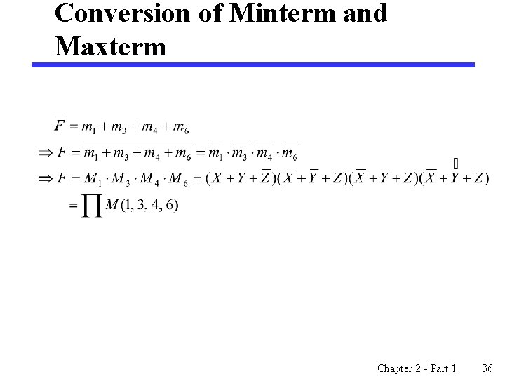 Conversion of Minterm and Maxterm Chapter 2 - Part 1 36 