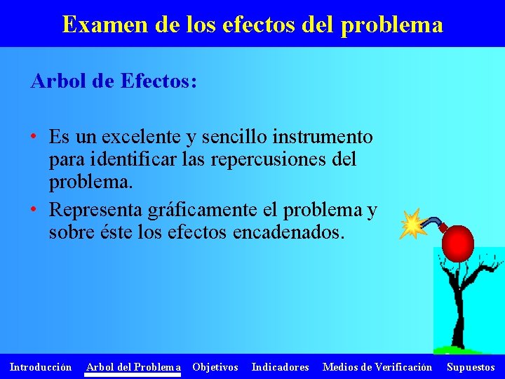 Examen de los efectos del problema Arbol de Efectos: • Es un excelente y