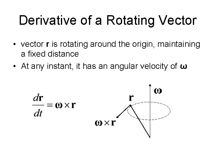 Derivative of a Rotating Vector • vector r is rotating around the origin, maintaining