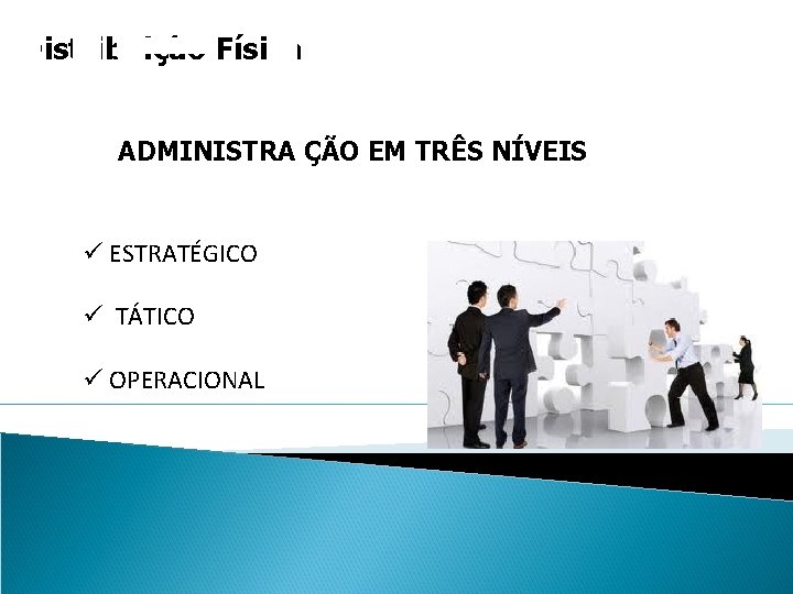 de pequen Distribuição Física ADMINISTRA ÇÃO EM TRÊS NÍVEIS ü ESTRATÉGICO ü TÁTICO ü