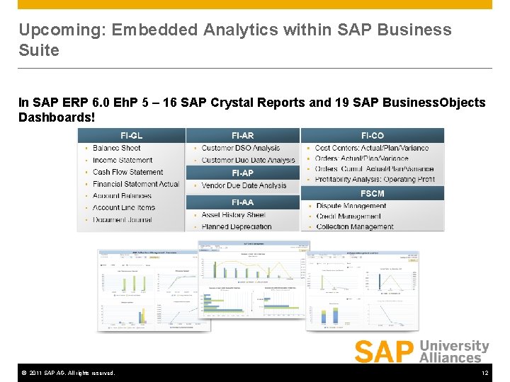 Upcoming: Embedded Analytics within SAP Business Suite In SAP ERP 6. 0 Eh. P Upcoming: Embedded Analytics within SAP Business Suite In SAP ERP 6. 0 Eh. P