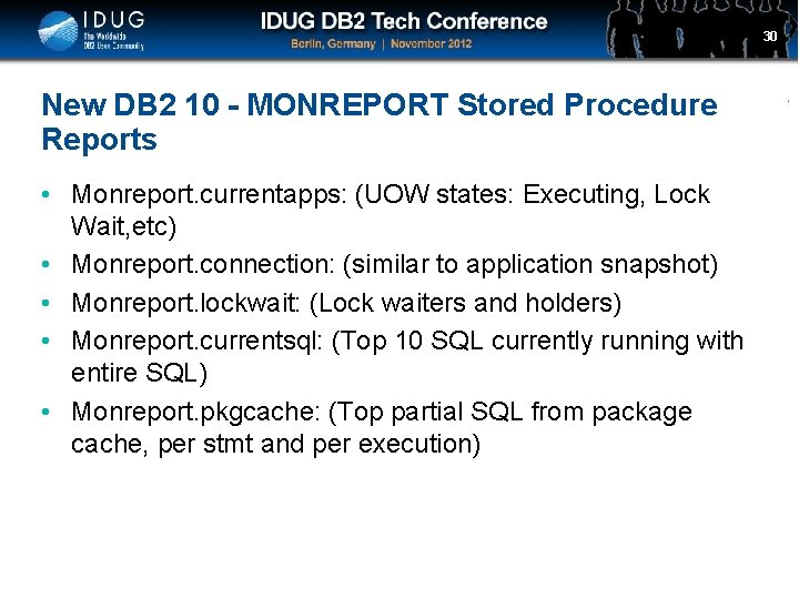 Click to edit Master title style New DB 2 10 - MONREPORT Stored Procedure