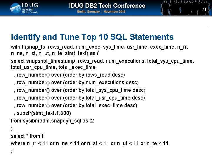 Click to edit Master title style Identify and Tune Top 10 SQL Statements with
