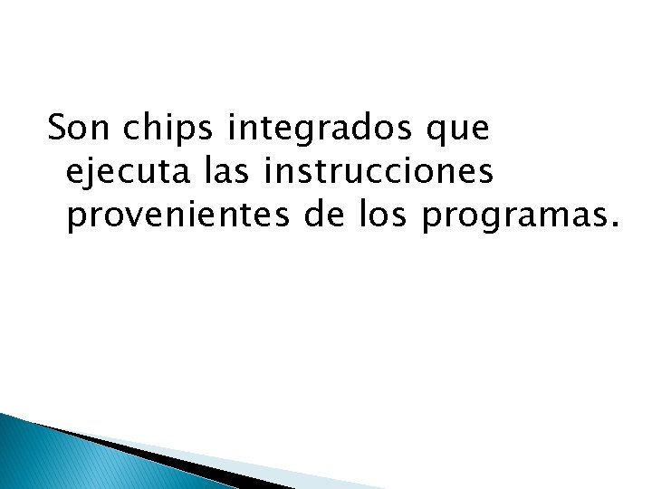 Son chips integrados que ejecuta las instrucciones provenientes de los programas. 