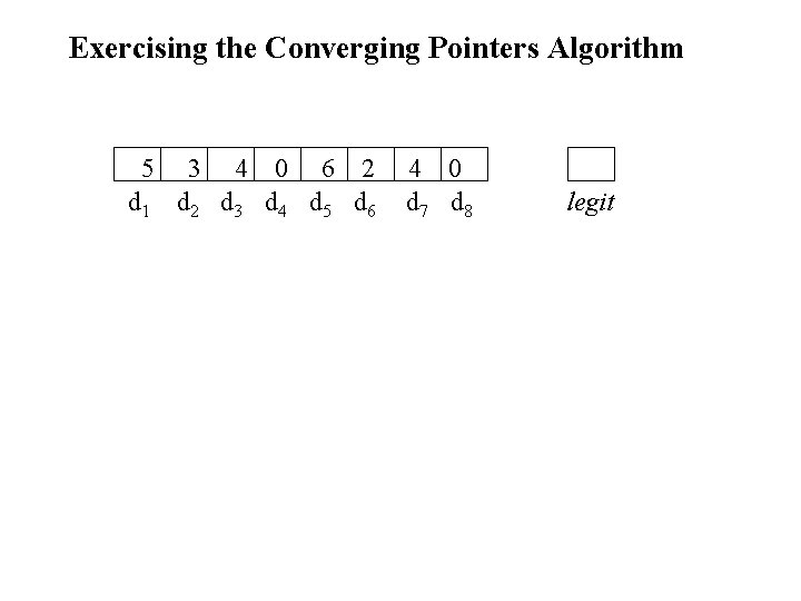 Exercising the Converging Pointers Algorithm 5 d 1 3 4 0 6 2 d