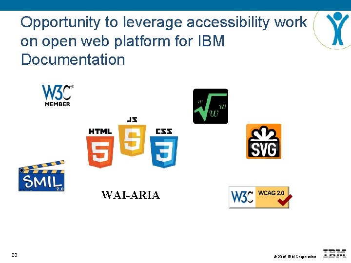 Opportunity to leverage accessibility work on open web platform for IBM Documentation WAI-ARIA 23