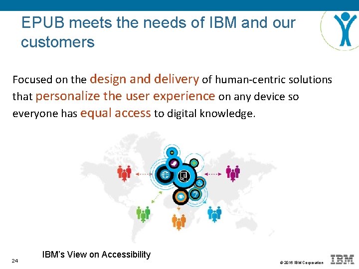 EPUB meets the needs of IBM and our customers Focused on the design and