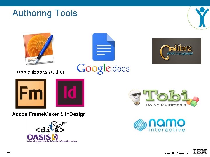 Authoring Tools Apple i. Books Author Adobe Frame. Maker & In. Design 42 ©