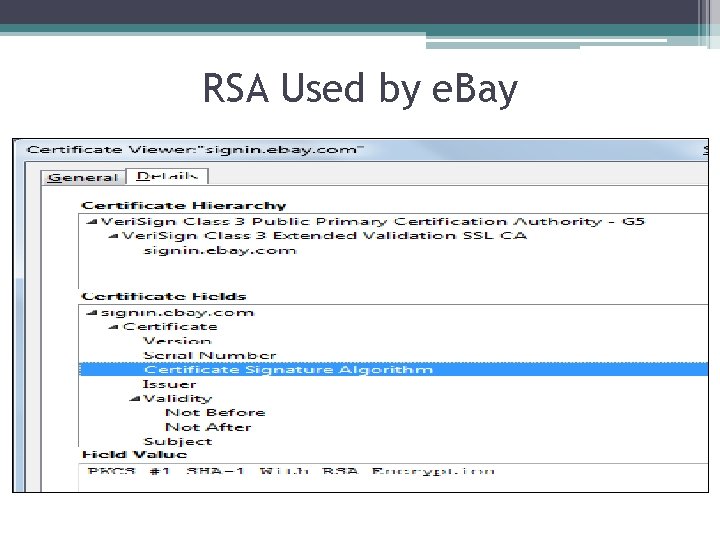 RSA Used by e. Bay 