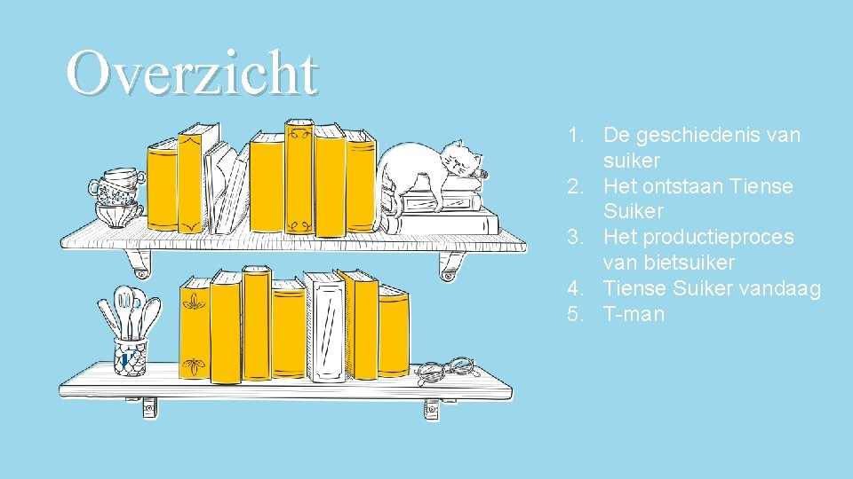 Overzicht 1. De geschiedenis van suiker 2. Het ontstaan Tiense Suiker 3. Het productieproces