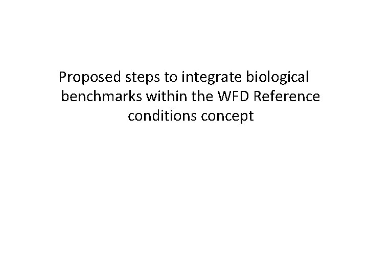 Proposed steps to integrate biological benchmarks within the WFD Reference conditions concept 