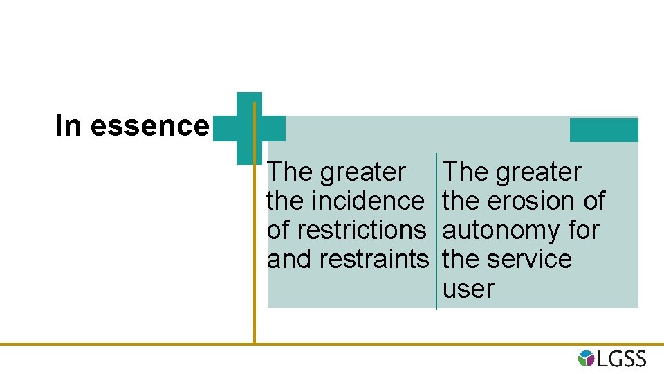 In essence: The greater the incidence of restrictions and restraints The greater the erosion