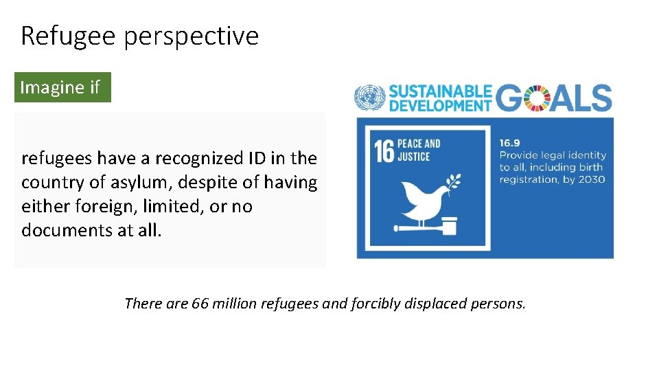 Refugee perspective Imagine if every person, regardless of her refugees have a recognized ID