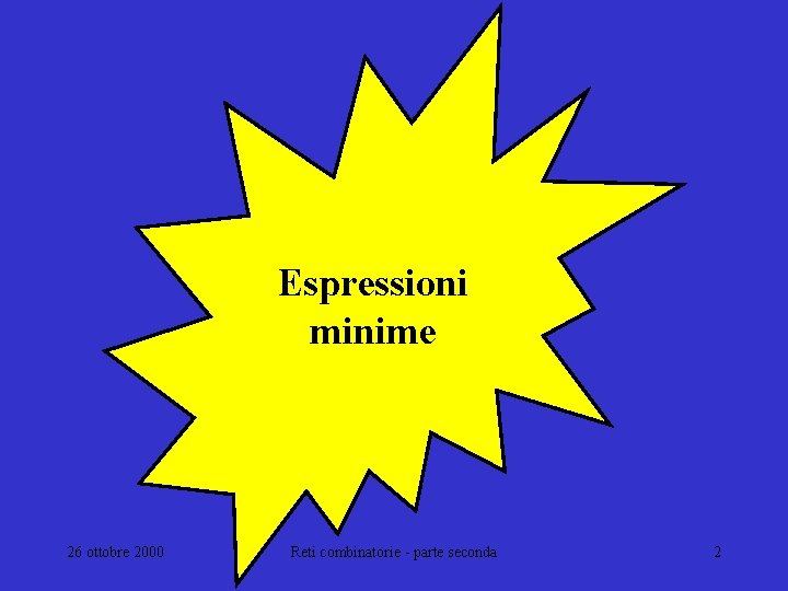 Espressioni minime 26 ottobre 2000 Reti combinatorie - parte seconda 2 